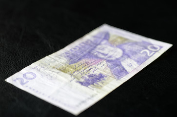 Obsolete Banknote in twenty Swedish kronor on a dark background