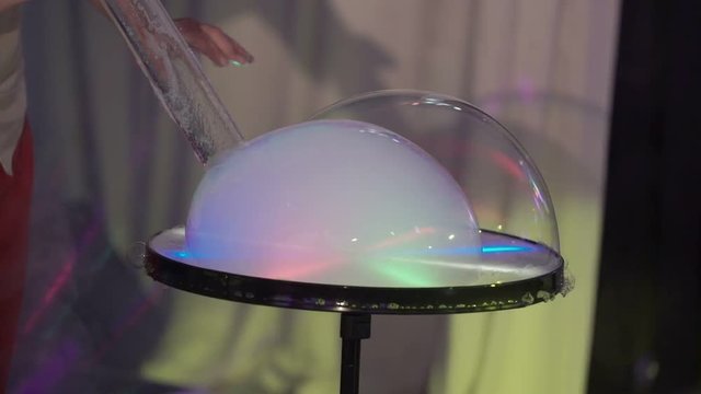 Soap bubbles show closeup shot