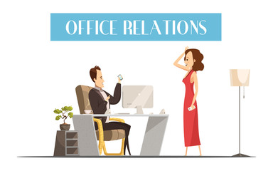 Office Relations Cartoon Style Design