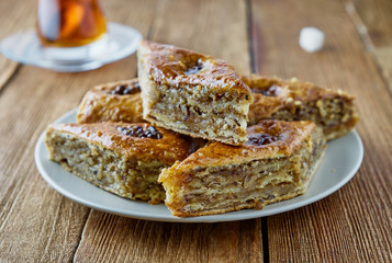 Delicious baklava with walnuts and honey
