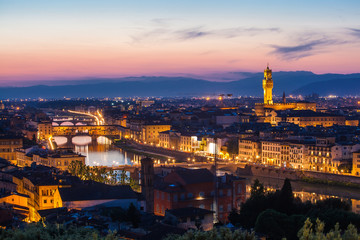 Fototapeta na wymiar Beautiful view of Florence from Michelangelo's hill on a sunset