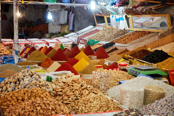 TAROUDANT, MOROCCO FEBRUARY 27, 2016  Traditional market with moroccan spice.