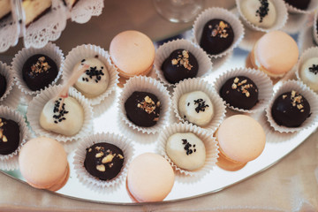 Banquet table full of fruits and berries an assortment