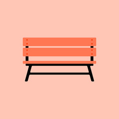 Wooden bench isolated on colorful background. Park vector bench in flat style