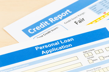 Personal loan application form with fair credit score