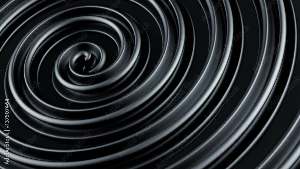 Poster black twisted spiral shape spinning. computer generated seamless loop 3d animation 4k uhd (3840x2160