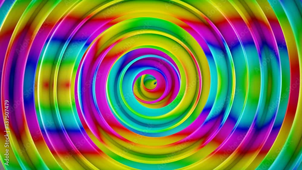 Poster bright colorful spiral 3d shape spinning. computer generated seamless loop animation 4k uhd (3840x21