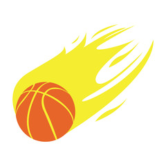 Isolated basketball stamp with a ball on fire, Vector illustration