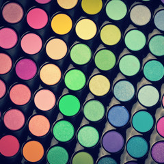 Obraz na płótnie Canvas Glossy makeup palette. View from above