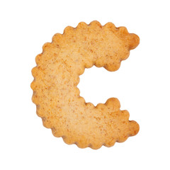 Cookie alphabet symbol - C isolated on white background. One of full alphabet set