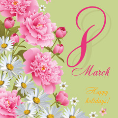 8 March Women's Day greeting card template. Happy women's day. EPS 10