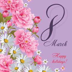 8 March Women's Day greeting card template. Happy women's day. EPS 10
