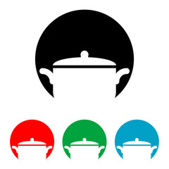 Icono plano olla en circulo en varios colores