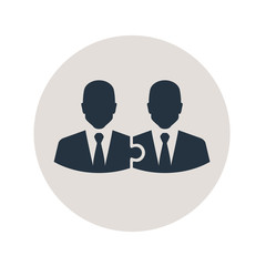 Icono plano Teamwork en circulo gris