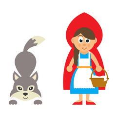 little red riding hood with wolf vector