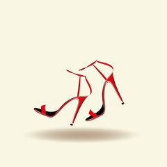 Elegant female red shoes