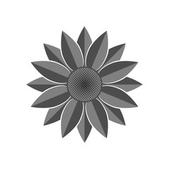 Flower icon. Grey Sunflower