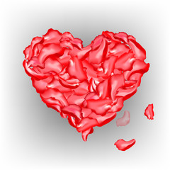 Heart made of pink rose petals. Vector illustration