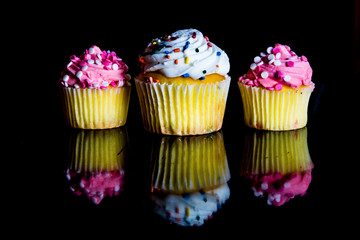 Three cupcakes.