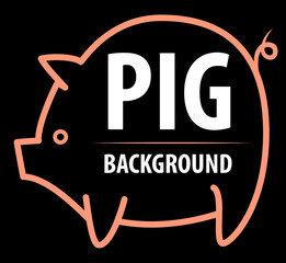 Big pig background. The contrast image. Cartoon flat characters. Vector illustration.