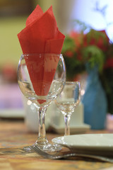 Served table in a cafe