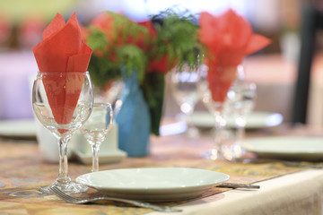 Served table in a cafe