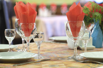 Served table in a cafe