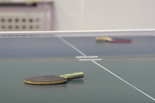 The image of ping-pong table close up