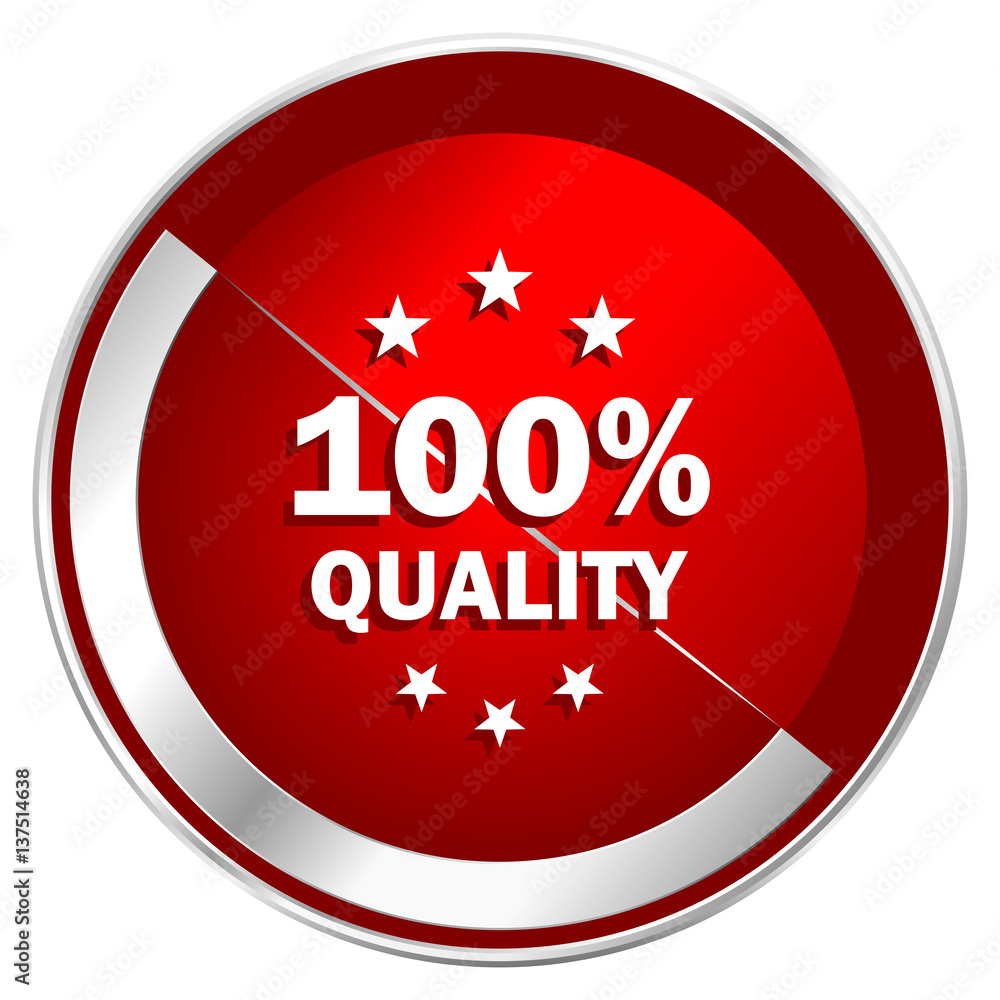 Poster Quality red web icon. Metal shine silver chrome border round button isolated on white background. Circle modern design abstract sign for smartphone applications.
