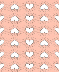 White hearts on pink background