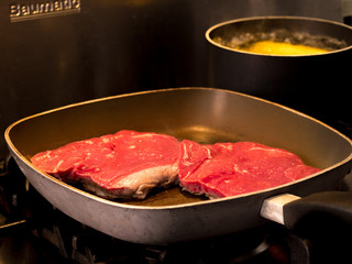 Steak being cooked