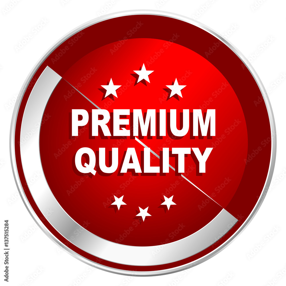 Poster Premium quality red web icon. Metal shine silver chrome border round button isolated on white background. Circle modern design abstract sign for smartphone applications.