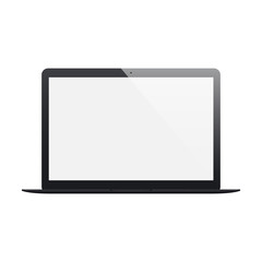 laptop frosted black color with blank screen isolated on white background. stock vector illustration eps10