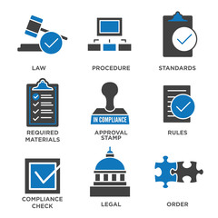 In compliance - icon set that shows a company passed inspection