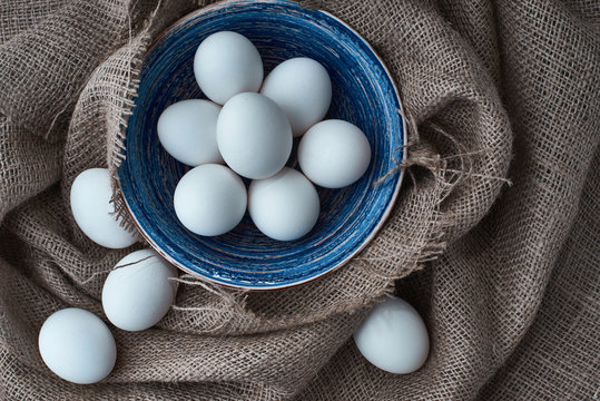 Fresh eggs are collected for cooking