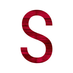 English alphabet with red wood texture.