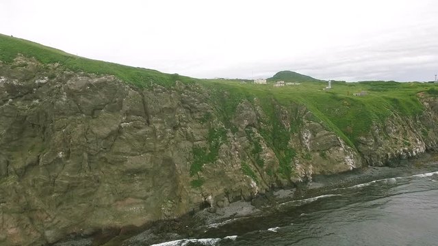 Aerial shooting Kamchatka. The sea of Okhotsk