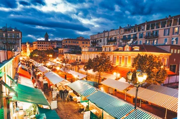 Foto op Plexiglas Nice Cours saleya at night, Nice France