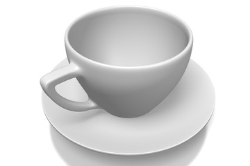 3D empty coffee cup, plate.