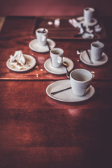 Empty Cups On Table In A Cafe