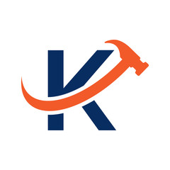 K Letter - Swoosh Hammer Logo Simple