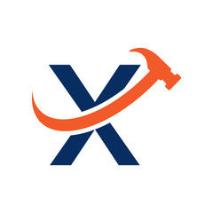 X Letter - Swoosh Hammer Logo Simple