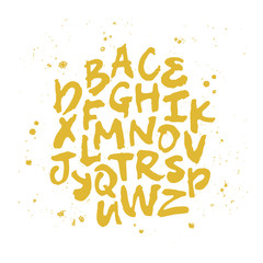 Gold vector alphabet. Letters