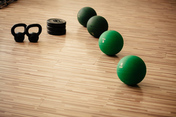 weights and medicine ball fitness background