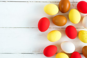 Easter eggs and space for text,  Festive decoration. Happy Easter CARD! 