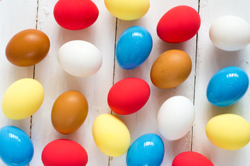 Easter eggs and space for text,  Festive decoration. Happy Easter CARD! 