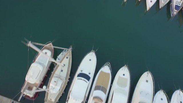 Flight on the boats in the harbor in Gaeta, a small town in Italy
Drone sea at sunrise