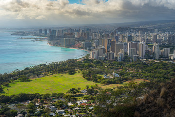 Aerial view of Honolulu Downtown