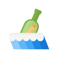 Bottle in sea vector illustration.