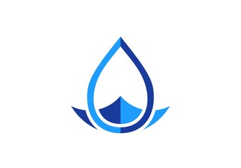 water drop logo, blue waterdrop springs symbol icon concept, dew water splash sign shape vector logo design template